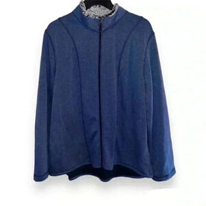 Cuddl Duds Navy Blue Fleece-Lined Zip Up Jacket, size L 14/16